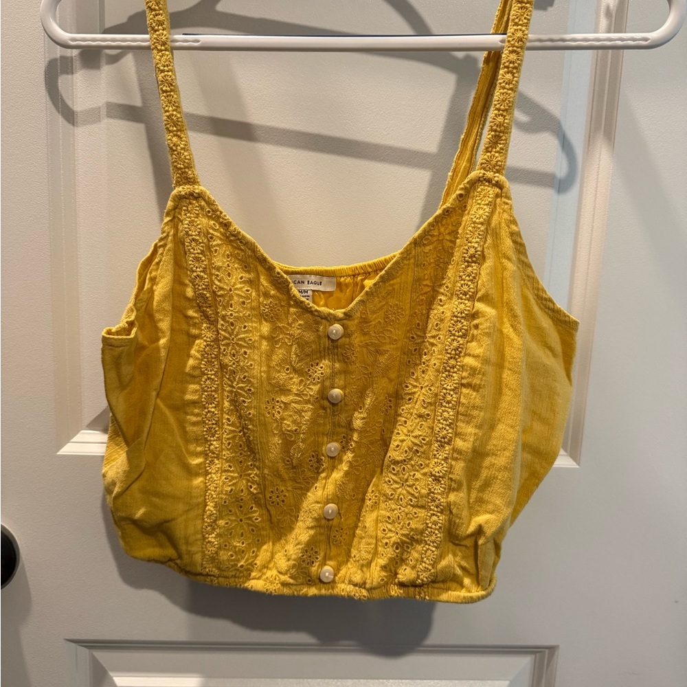 American Eagle Outfitters Gold Smocked Sleeveless Camisole